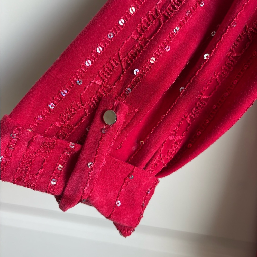 New Directions Deep Red Embellished Tunic - Picture 7 of 8